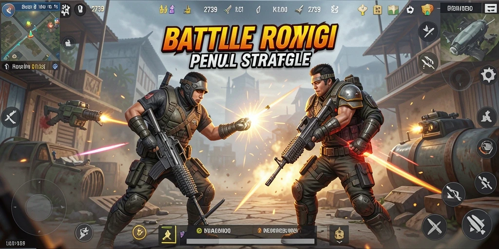 Screenshot gameplay 2739 menampilkan pertarungan seru dalam Battle Royale.