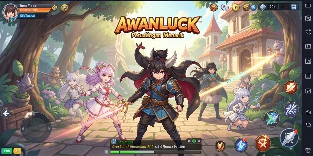 Tampilan menawan dari gameplay AWANLUCK dalam dunia anime.