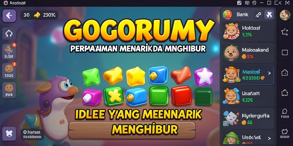 Screenshot utama GOGORUMMY menunjukkan gameplay Idle yang seru dan interaktif.