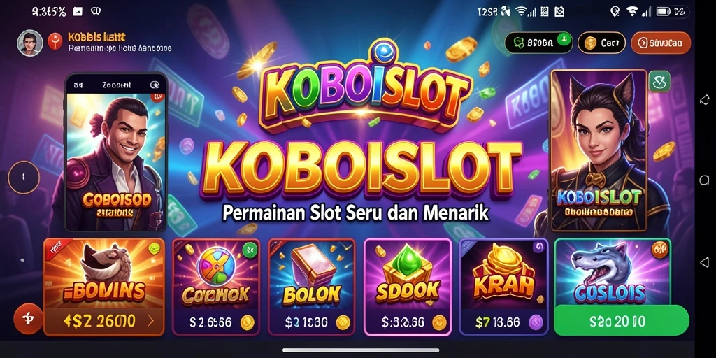 Tampilan gameplay menakjubkan dari KOBOISLOT yang penuh dengan warna.