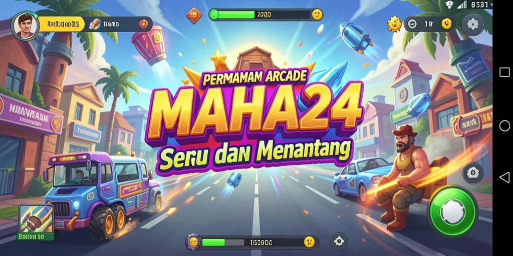 Tampilan gameplay seru dari MAHA24 yang penuh warna dan tantangan.