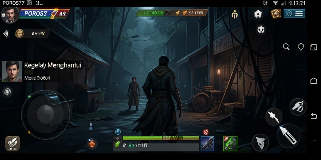 Tangkapan layar POROS77 menampilkan suasana mencekam dari gameplay yang mengerikan.